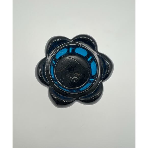 Viking Glass Bluenique 6 Petal Lighter 6” MISSING Lighter Insert AS IS Vintage - Picture 3 of 6